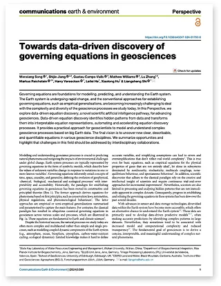 <p>综述了地球科学中数据驱动的方程发现</p>