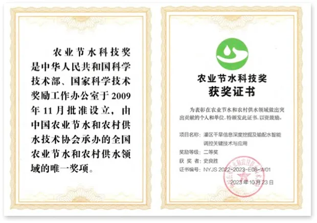 项目名称：灌区干旱信息深度挖掘及输配水智能调控关键技术与应用
奖励等级：二等奖
获奖者：史良胜